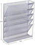 Easepres File Organizer Mesh 5-Tier Black Hanging File Organizer Vertical Holder Rack for Office Home, Silver