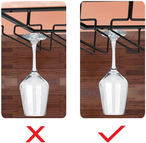 MOCOUM Wine Glasses Rack Under Cabinet Stemware Rack,Wine Glass Hanger Rack Wire Wine Glass Holder Storage Hanger for Cabinet Kitchen Bar (4 Rows)