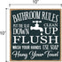 Honey Dew Gifts Bathroom Decoration, Bathroom Rules Flush, Seat Down, Clean Up 10 inch by 10 inch Hanging Decorative Wood Sign, Home Decor