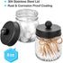 Mason Jar Bathroom Accessories Set 4 - Mason Jar Soap Dispenser & 2 Apothecary Jars & Toothbrush Holder - Rustic Farmhouse Restroom, Bathroom Home Decor Clearance, Countertop Vanity Organizer, Black