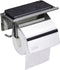 Toilet Paper Holder with Shelf, Toilet Tissue Holder with Phone Shelf, Bathroom Stainless Steel Tissue Roll Dispenser Storage,Wall Mounted 3M Self Adhesive No Drill Or Drilling with Screws