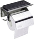 Toilet Paper Holder with Shelf, Toilet Tissue Holder with Phone Shelf, Bathroom Stainless Steel Tissue Roll Dispenser Storage,Wall Mounted 3M Self Adhesive No Drill Or Drilling with Screws