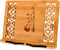 MEGREZ Bamboo Foldable Book Stand (13.2 x 9.4 inch) Reading Frame Rest holder Cookbook Stand/Tablet PC textbook/Music Document Stand/Desk Bookrest with Retro Hollow, Panda Pattern