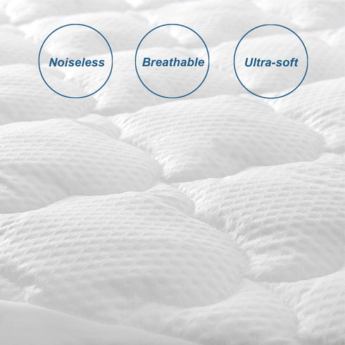 Mattress Pad Twin, Extra Plush Quilted Mattress Cover, Noiseless and Breathable Mattress Protector with Deep Pocket Stretches up to 16 Inches Deep, Machine Washable Mattress Topper