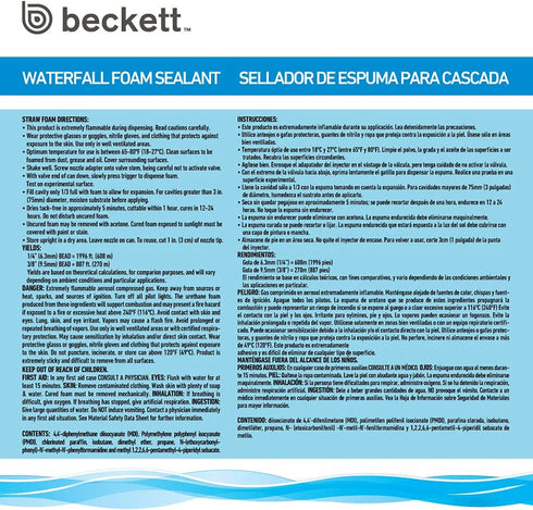 Beckett Corporation Waterfall Foam Sealant