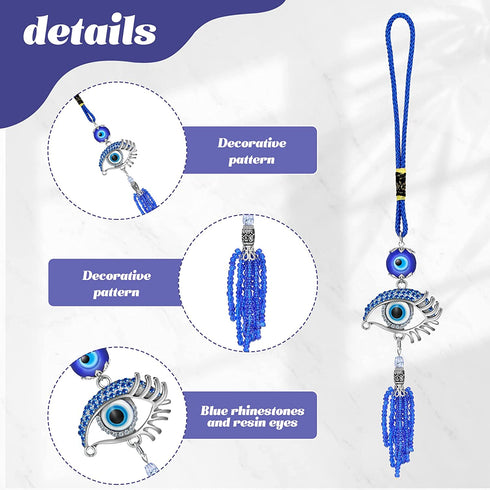 6 Pieces Lucky Evil Eye Car Hanging Ornament Blue Evil Eye with Butterfly Hanging Decoration Turkish Evil Eye with Elephant Amulet Life Tree Amulet Evil Eye Hanging Ornament for Car Home Protection