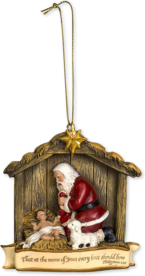 Every Knee Should Bow 3.5 x 4 inch Resin Stone Christmas Ornament Decoration