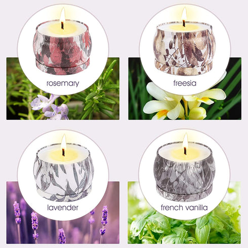 Scented Candles Aromatherapy Candles Set for Home Scented 4.4 Oz Soy Wax Jar Candles 4 Packs Portable Travel Tin Candles for Stress Relief, Home Decor, Meditation, Bath, Birthday, Christmas Gifts