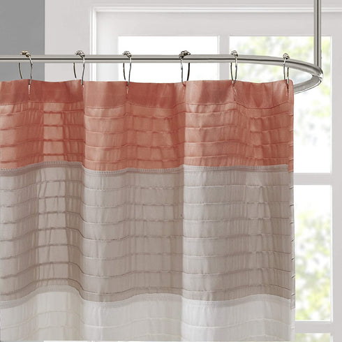 Amherst Fabric Coral Shower Curtain ,Pieced Transitional Simple Shower Curtains for Bathroom , 72 X 72 , Salmon