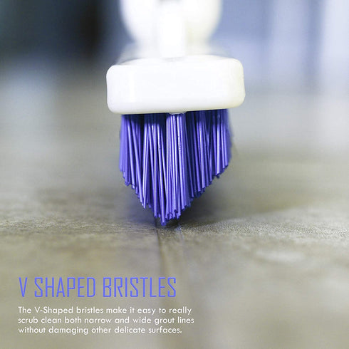 Grout Brush Scrubber Head V-Shaped Twist-on Attachment Tough Bristles for Narrow & Wide Kitchen Shower Tub Tile Surfaces - by ELITRA HOME
