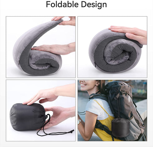 Visenta Neck Pillow for Travel. Premium Memory Foam. 360 Degree Neck Support Provides Incredible Comfortable. Dual-Side Chin Support. Compressible with Travel Pouch. Great Gift Choice. (Gray)