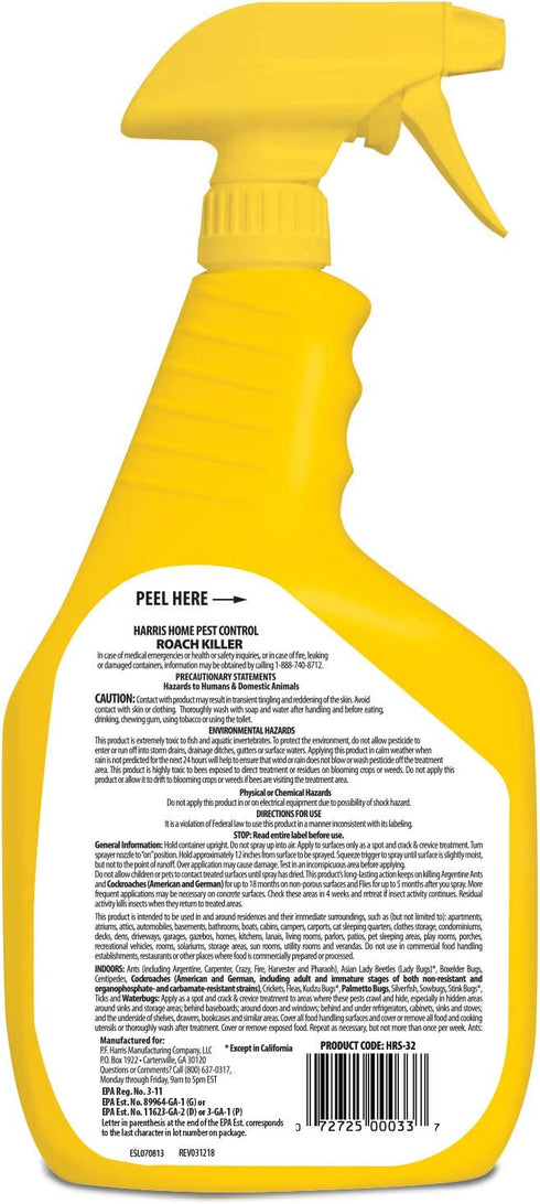 Harris Roach Killer, Liquid Spray with Odorless and Non-Staining 12-Month Extended Residual Kill Formula (32oz)