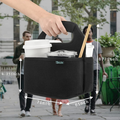 Beautyflier Reusable Insulated Coffee Cup Carrier, Portable Drink Holder with Handle Organizer Tote Bag for Hot & Cold Drinks