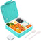 VOLUEX Bento Box, Bento Lunch Box for Kids with Spoon & Fork, 4 Compartment, Durable, Leak Proof, Dishwasher Safe, BPA-Free and Food-Safe Materials, 45oz Large Lunch Box Containers for Adults- Blue