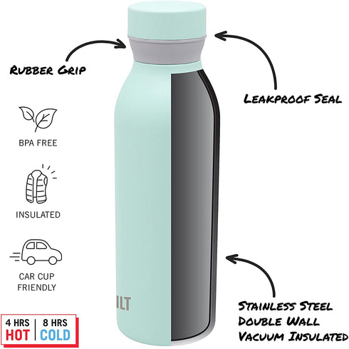 BUILT Cascade Water Bottle, 18 ounces, Black