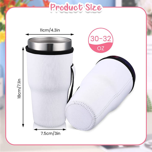 6 Pieces Sublimation Blank Reusable Iced Coffee Cup Sleeve Neoprene Insulated Sleeves Cup Cover Holder Sleeves Drinks Sleeve Holder for 30 oz - 32oz Cold Hot Beverages Drinks