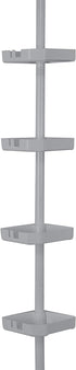 Bath Bliss 4 Tier Tension Corner Organizer Caddy, Shower Shelves, Good for Bathtubs & Shower Stalls, Holds Large Bottles, Soap, Washcloths, Grey