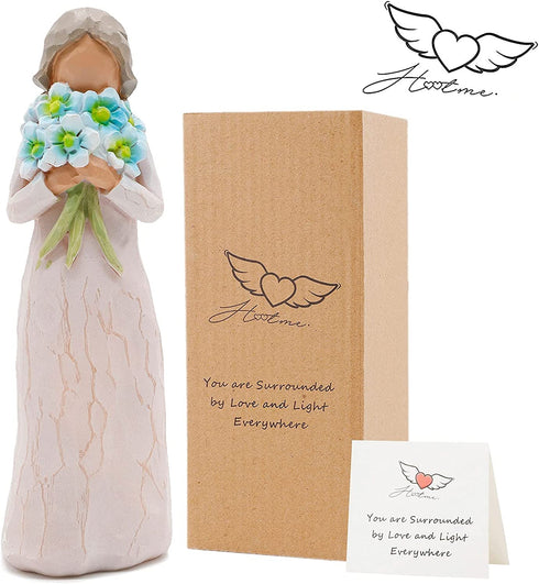 Guardian Angel Figurine, Hand Carved Collectible Figurine Decorative Ornament with Gift Box - Encouragement Gift to Show Love, Sympathy, Gratitude, Friendship or Blessing
