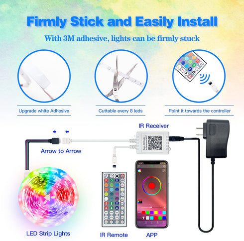 65.6 ft Led Lights for Bedroom KEXU Led Strip Lights Led Light Strips with App Music Sync Lights for Bedroom Led Lights for Room Decoration