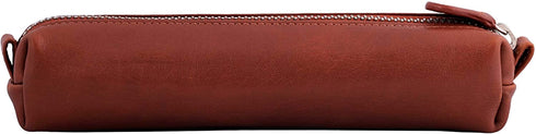 DiLoro Leather Zippered Fountain Ballpoint Rollerball Pens and Pencils Case Holder Pouch Genuine Full Grain Soft Nappa Leather (Bugatti Tan)
