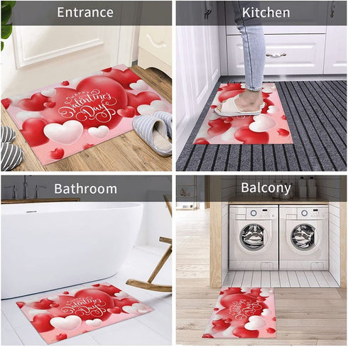 Valentine's Day Love Door Mat Machine Washable Indoor Or Outdoor for Living Room Bedroom Dining Kitchen Or Entryway Mat Non Skid Area Carpet, 17.7" X 29.5"