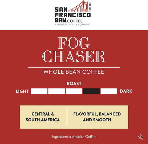SF Bay Coffee Fog Chaser Whole Bean 2LB (32 Ounce) Medium Dark Roast