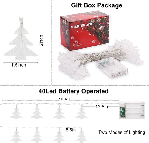 Christmas Lights,19.68 ft 40 led Battery Operated Christmas Tree Lights for Bedroom Patio Room Garden Party Home Christmas Decor Indoor Outdoor Christmas Tree Decorations Warm White