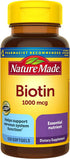 Nature Made Biotin 1000 mcg, Dietary Supplement Supports Healthy Hair & Skin, 120 Softgels, 120 Day Supply