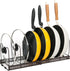 Expandable Pot and Pan Organizer Rack, Pans Pots Lid Organizer Rack Holder for Kitchen Counter Cabinet Pantry Bakeware Organizer Rack Holder with 7 Adjustable Compartments (BRONZE, 7)