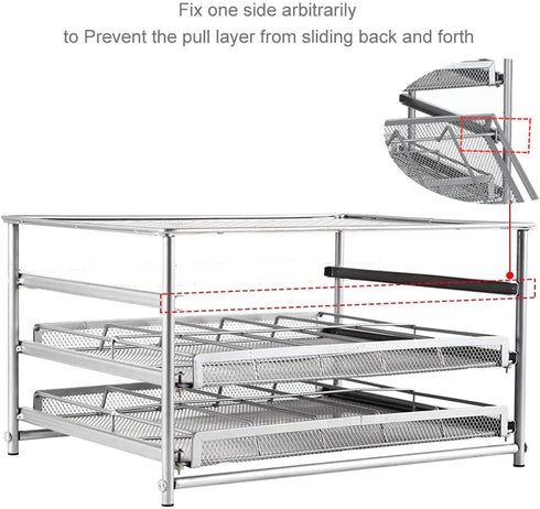 NEX Spice Rack Organizer for Cabinet, 3 Tier Kitchen Seasoning Food Jars Storage Drawer with Labels, Silver