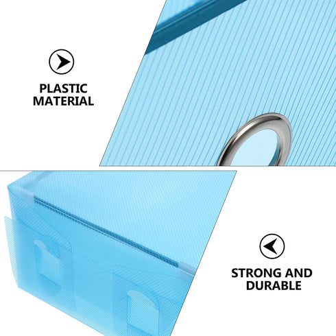 VOSAREA 2pcs Shoe Storage Box Clear Plastic Shoes Stacking Drawer Stackable Book Sundries Bins Under Bed Organizer for Men Women Shoes Sneaker Books Toys Blue