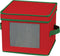 Household Essentials 534RED Holiday China Dinnerware Storage for Salad Plates or Bowls | Removable Lid | Red Canvas with Green Trim