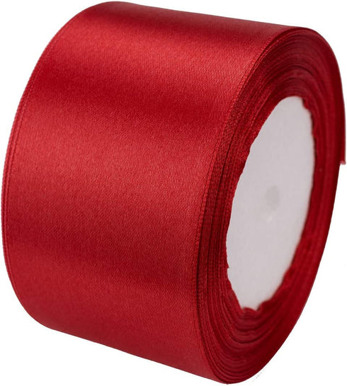 ATRBB 25 Yards 2 inches Wide Satin Ribbon Perfect for Wedding,Handmade Bows and Gift Wrapping (Red)