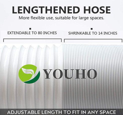 Air Conditioner Hose. Portable Exhaust Hose - YOUHO 5.9" Diameter - 80" Long. Universal Flexible Counter-Clockwise Room Airconditioner AC Vent Replacement Tube