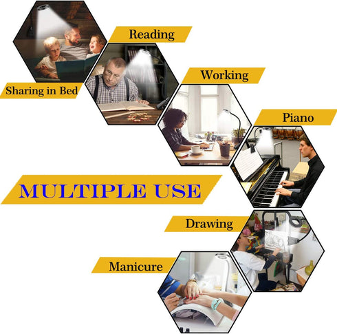 CeSunlight Clip Light, 8W Clamp Bed/Desk Lamp, Webcam Light Video Conferencing, Warm & Daylight & White Light 3 Colors, Eye-Care 10 Dimmable Illumination Modes (Black)