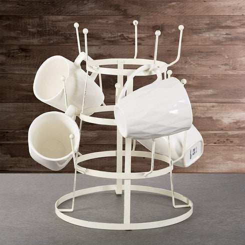DII Metal Kitchen Storage Collection 3-Tier Mug Tree Stand, 9.5x12.75", Antique White