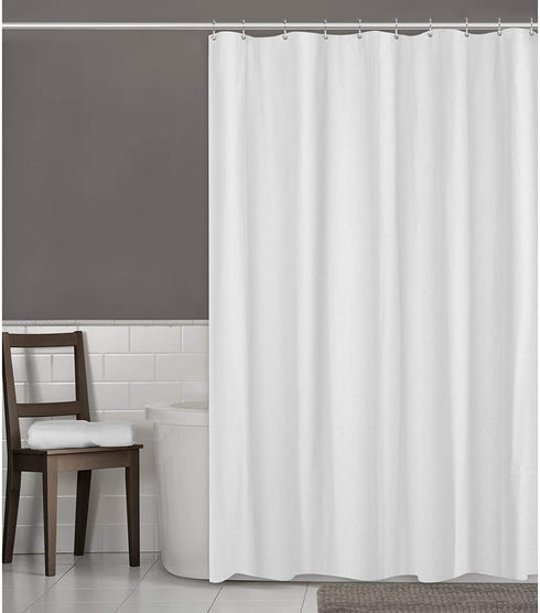 Zenna Home Herringbone Ultimate Waterproof Fabric Shower Curtain or Liner, 70" x 72" White