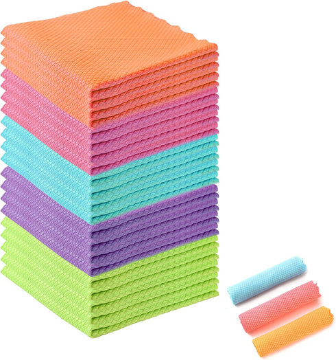 Streak-Free Miracle Cleaning Cloths, 20 Pack Fish Scale Cleaning Cloth Reusable for Window, Nano Scale Easy Clean Rags, Nanoscale Cleaning Cloth, Microfiber Glass Towels Easycleanco Cloths (9.8x9.8in)