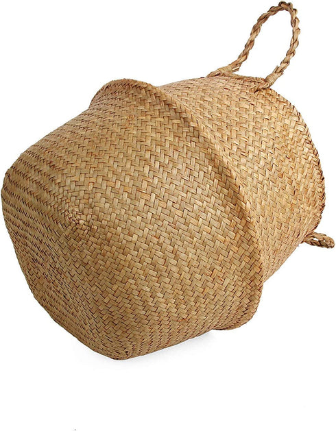 BlueMake Woven Seagrass Belly Basket for Storage Plant Pot Basket and Laundry, Picnic and Grocery Basket (Large, Original)