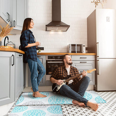 HYDLUB Kitchen Rug Runner Cushioned Anti-Fatigue Floor Mat 18" x 29"+18" x 47" Comfort PVC Leather Heavy Duty Standing Kitchen Mats and Rugs Waterproof Rubber Back Non Slip Rug, Green