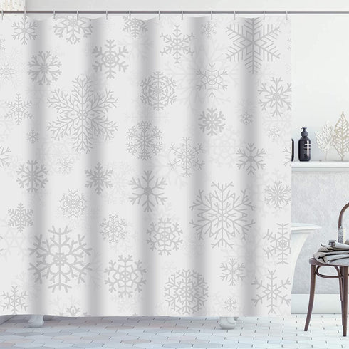 Sonernt Curtain White Christmas from Gray Snowflakes on Pattern Snow Shower Curtain Bathroom Decor,Polyester Durable Waterproof Curtain