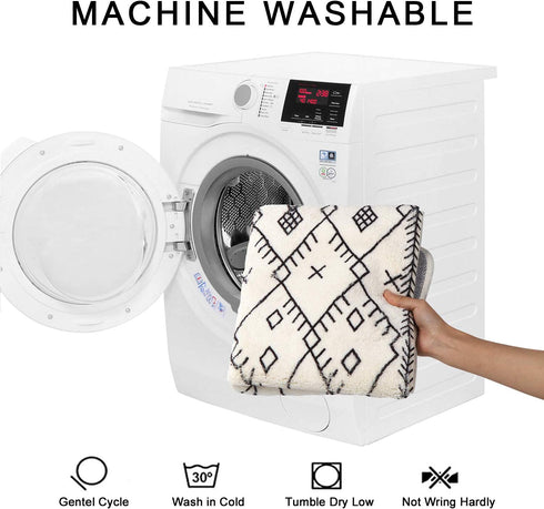 Uphome Bathroom Rugs 18x25 inch Boho Bath Mat Non-Slip Moroccan Geometric Farmhouse Bath Rug Soft Microfiber Machine Washable Floor Mats for Bathroom Tub Sink Shower