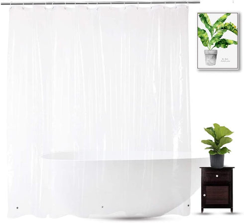 Extra Wide Shower Curtain Liner 96x72, Heavy Duty Vinyl Clear Shower Liner for Bathroom, 96 x 72 Inch