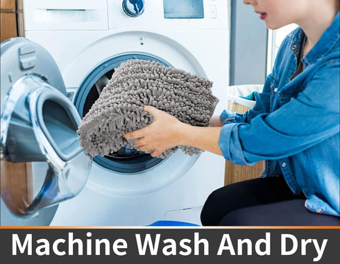 Yimobra Luxury Shaggy U-Shaped Toilet Rug, Soft Comfortable Contour Mat for Bathroom Floor, 24.4 X 20.4 Inches, Non-Slip Bath Carpet, Maximum Absorbent, Dry Quickly, Machine-Washable, Gray