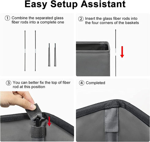 ZERO JET LAG Slim Laundry Hamper Handles Collapsible Laundry Basket Thin Dirty Clothes Basket Narrow Laundry Bag Foldable Dirty Hamper 45L (21 inches,Grey)