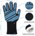 932„‰ Extreme Heat Resistant BBQ Gloves, Food Grade Kitchen Oven Mitts - Flexible Oven Gloves, Silicone Non-slip Cooking Hot Glove for Grilling, Baking (Blue, Palm Width 3.8 in)