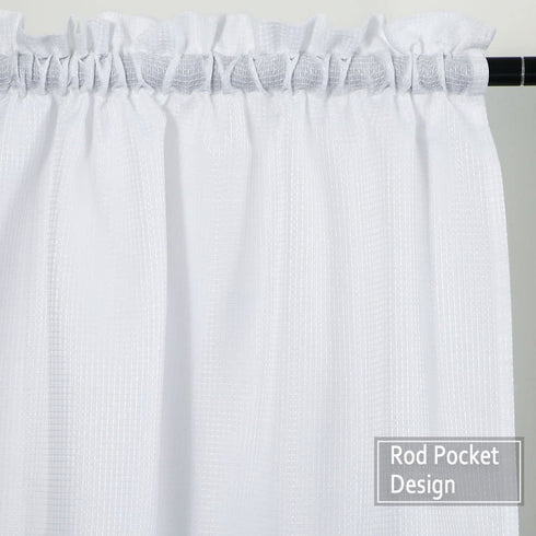 NANAN White Curtains 45 inch Long Casual Weave Small Window Curtain Kitchen Bathroom Basement Bedroom Drapes - 30" x 45", White, Set of 2