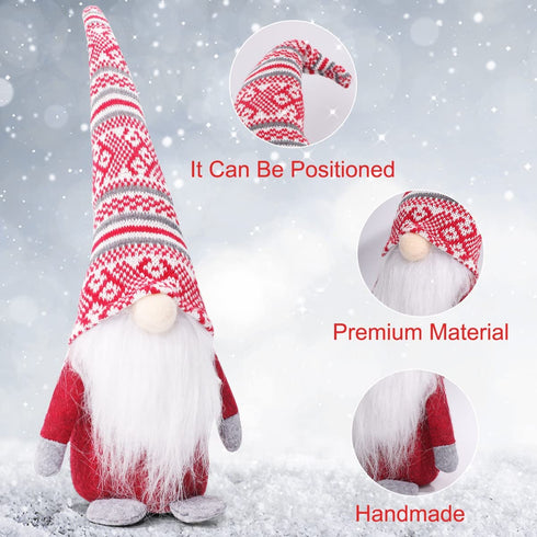 Valentine's Day Gnomes Plush Doll, 2 PCS Decorative Christmas Decor Indoor Ornaments Red Grey Elf Handmade New Year Holiday Xmas Valentine Gifts Swedish Tomte 15.7"