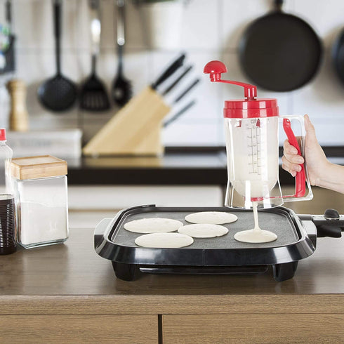 Pancake Batter Dispenser - Hand-held Manual Pancake & Cupcake Mixer and Batter Dispenser Blender Machine Baking Tool, for Cupcakes, Waffles, Muffin Mix, Crepes, Cake or Any Baked Goods