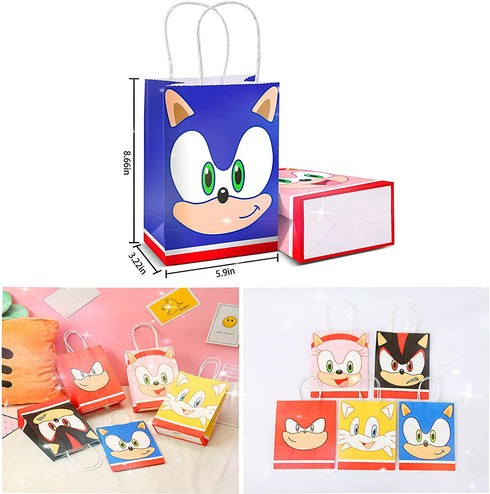 20 Pieces Sonic the Hedgehog Party Supplies, Sonic candy bags, tote bags, gift bags, party favors for boys and girls.